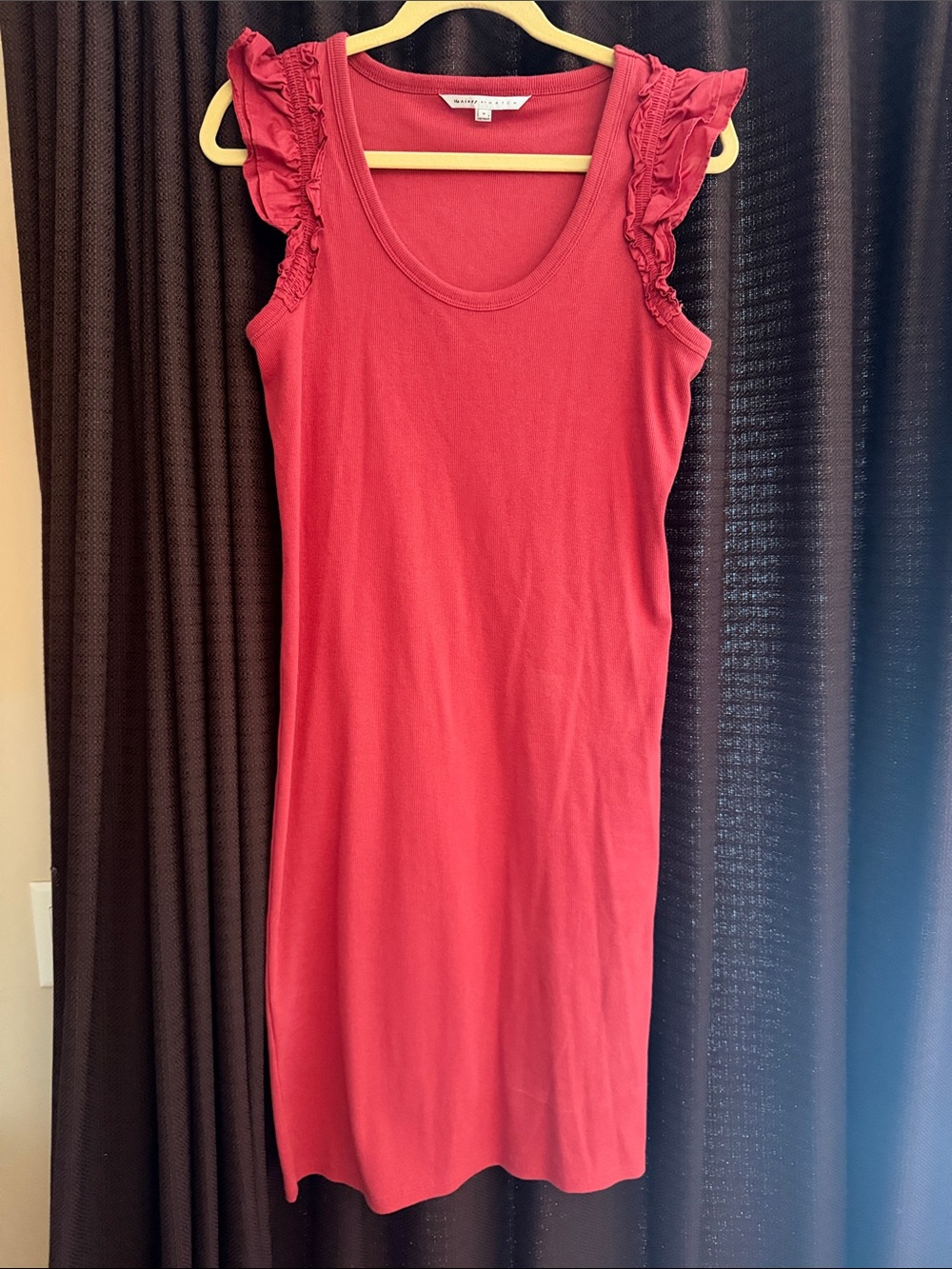 White House Black Market Rust color Ruffle Sleeve Midi Tank Dress